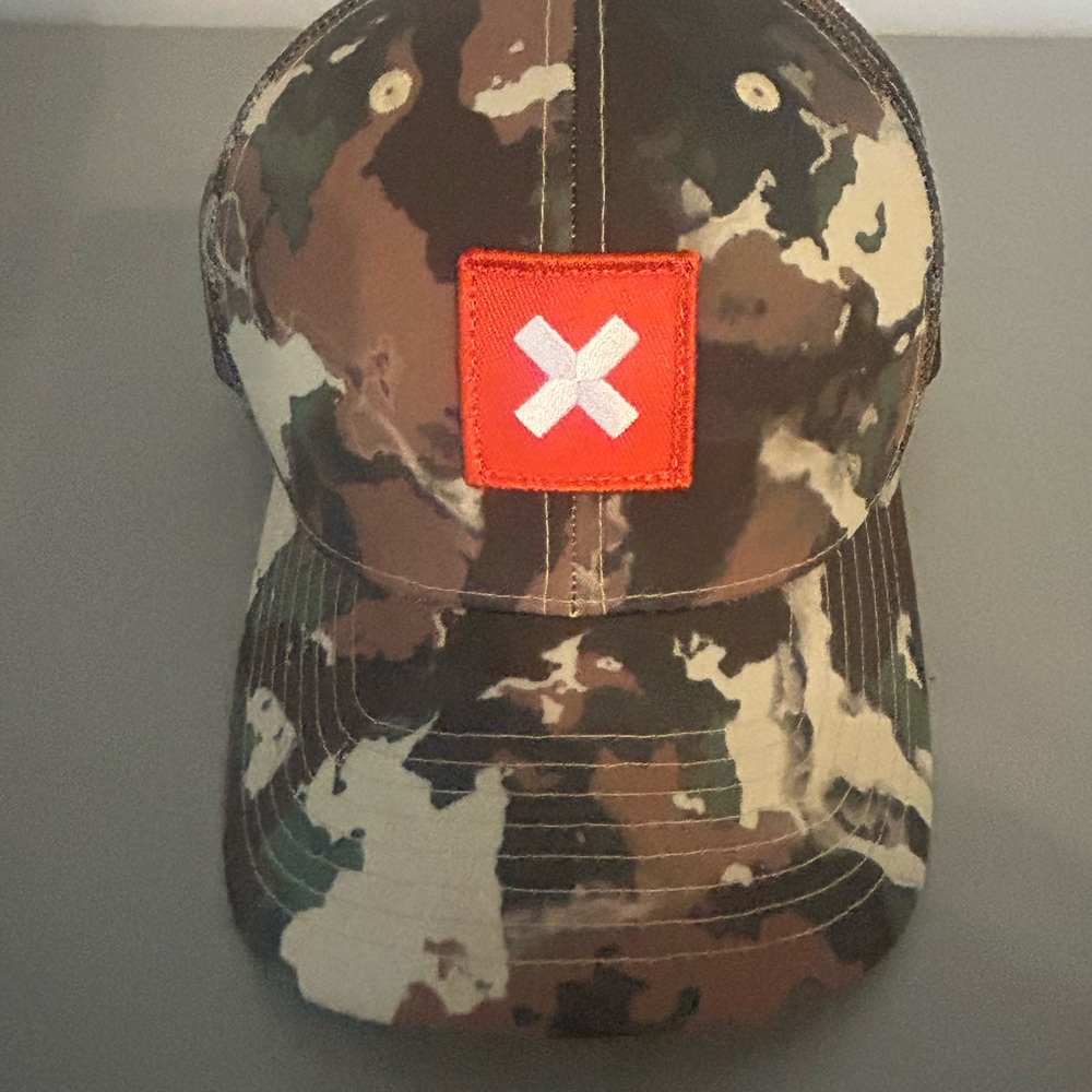 First Lite Camo Hat with Orange Patch